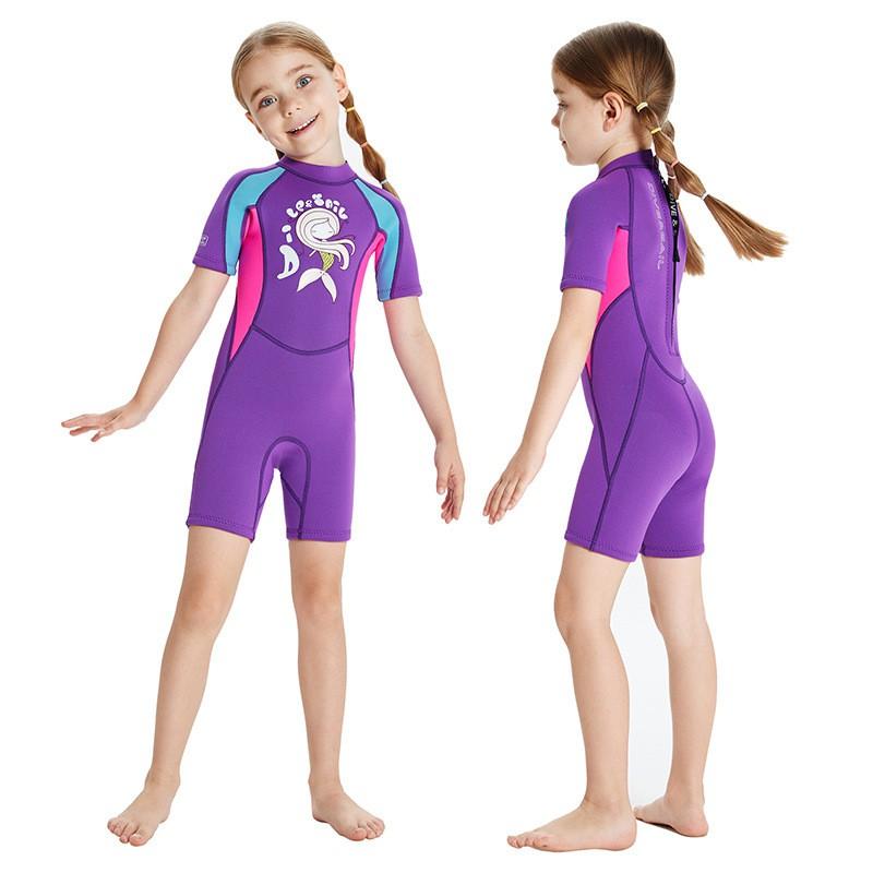 2.5mm Neoprene Kids Full Wetsuit Girls - UV Protection Warmth Buoyancy Snorkeling Surfing Swimming Diving