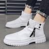 Martin Boots Men's Shoes Autumn High Top British Chelsea Leather Boots Medium Top White Platform Locomotive Tooling Boots