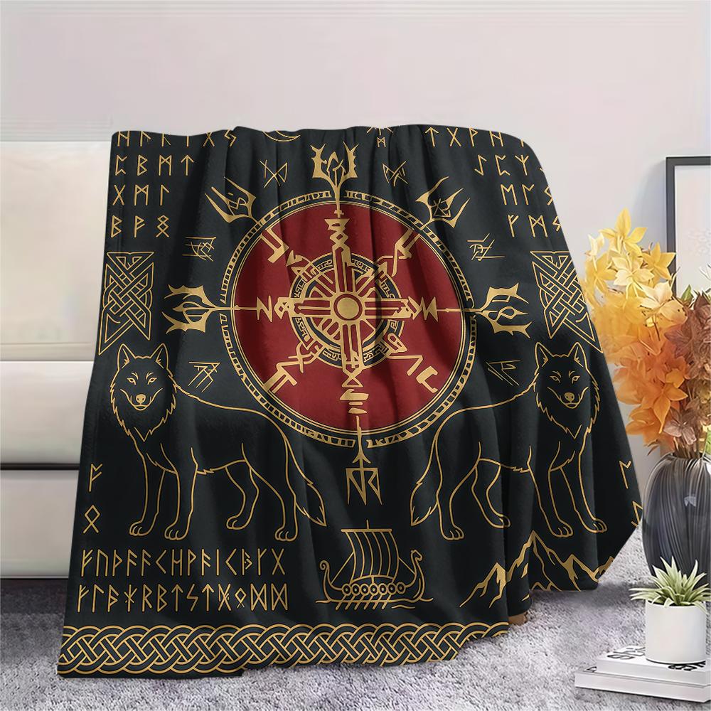 Viking animal snake Print Flannel Blanket High quality Comfortable for All Seasons Home Decor Warmth and Comfort Perfect for Christmas Gifts