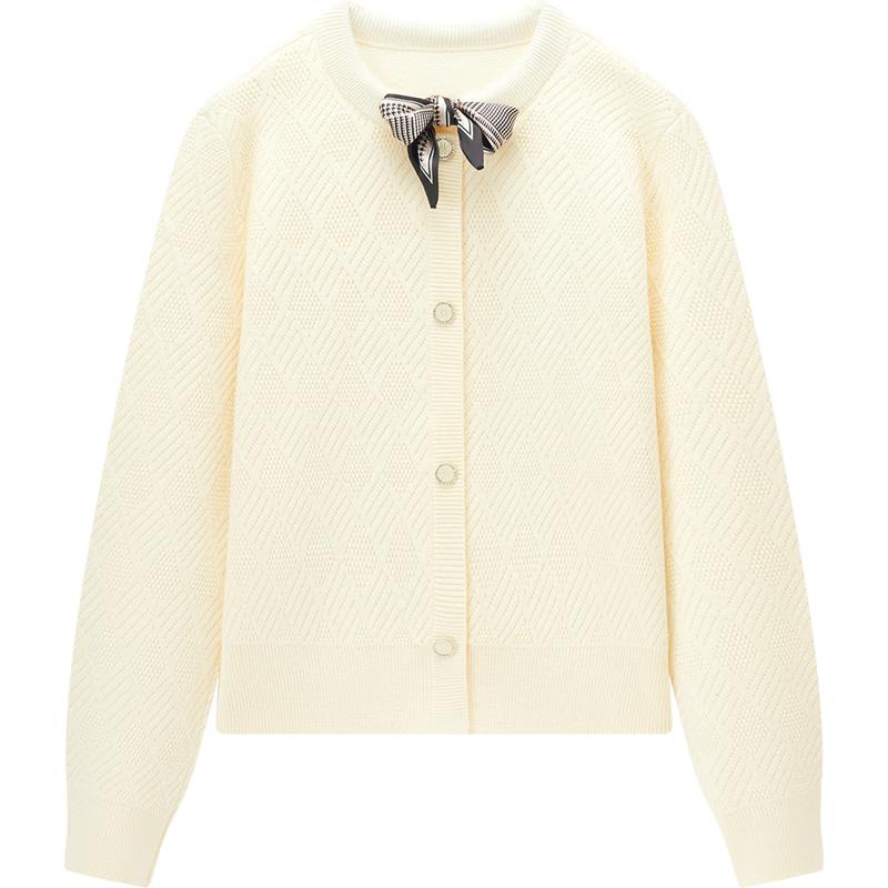 Elegant Detachable Scarf Knit Sweater L