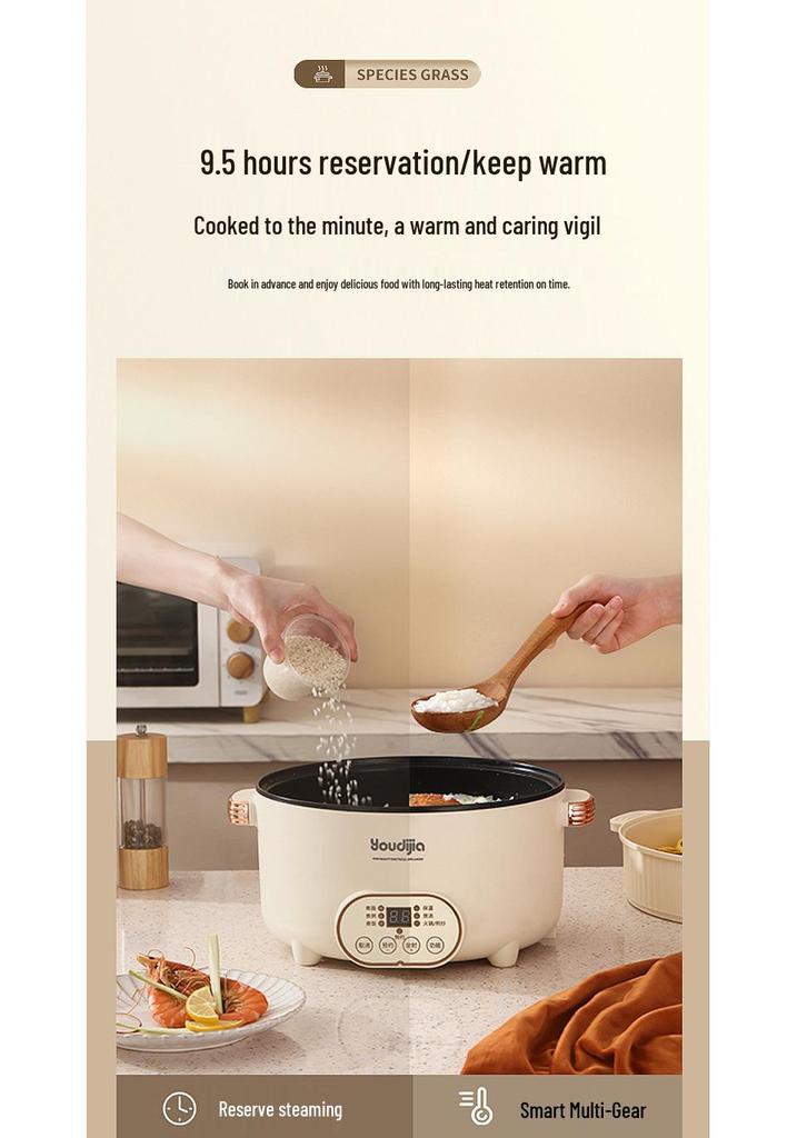 Multi-Functional Electric Cooker: All-in-One Pot for Hot Pot, Stir-Fry, Rice Cooking, Frying, Grilling, and Steaming.