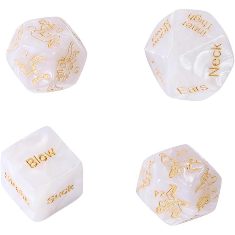 1 Set of 4 Marbled Engraved Glow-in-The-Dark Dice Set, Adult Polyhedral Game Accessories
