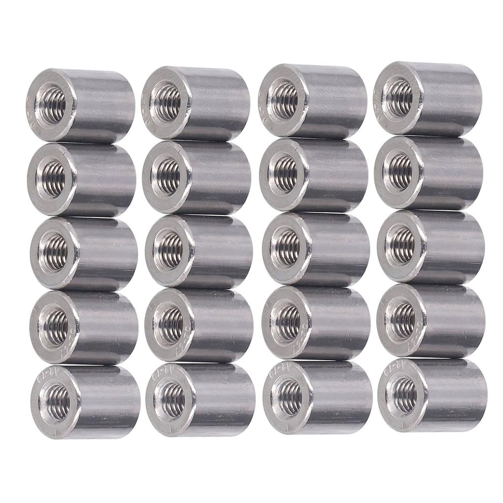 20 STÜCKE Zylindrische Verbindungsmuttern 304 Edelstahl M6 Innengewinde Runde Verbindungsmuttern