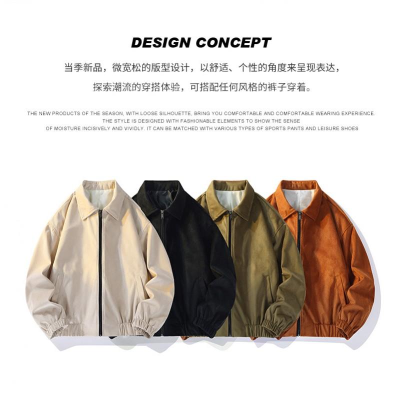 Unisex Corduroy Jacket Men Women Casual Loose Fit Windcheater With Hood Zipper Front