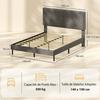 Double Bed Frame, 140 x 190 cm, Slatted Base and Headboard, Linen, Storage Underneath, Grey