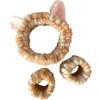 1set Elastic Women Shower Hairband & Wristband Cute Kitten Plush Face Wash Hairband Home Makeup Headband Wristband
