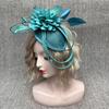 Top hat, three-layer linen yarn, premium headband, headgear, Yan Hui hair accessories, feather, big hat, mesh hat, top hat.
