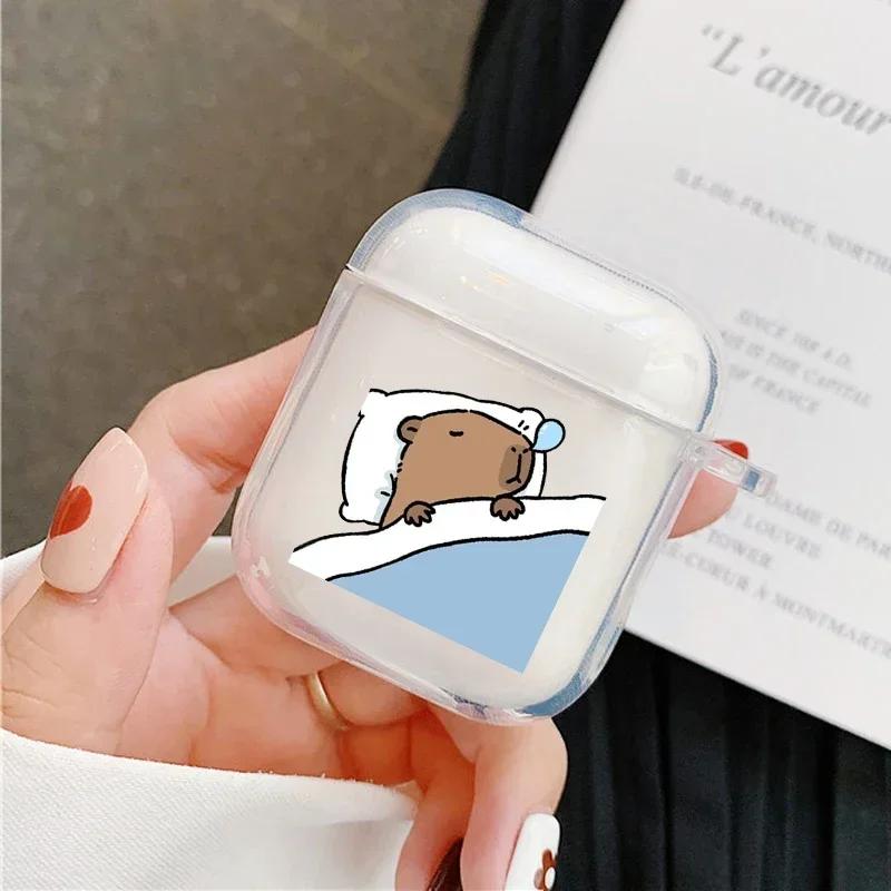 Süßes Cartoon-Capybara-Paar Kopfhörerhülle Für Apple AirPods 4 3 2 1 Klare Schutzhüllen Für AirPods Pro 2 Tierhülle