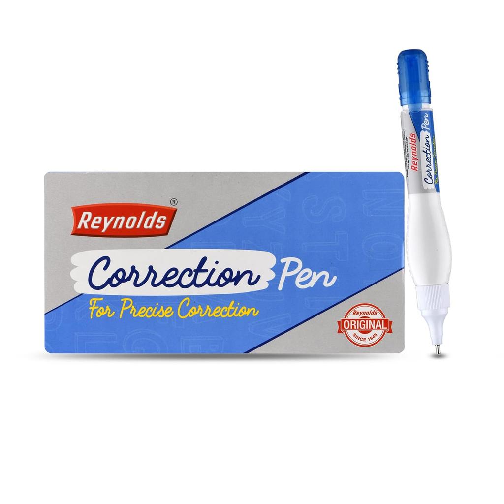 Reynolds Correction Pen Whitener Pack of 1 X 10 Correction Pen | Smudge-Free Precision Pen for Office, School & Home Use