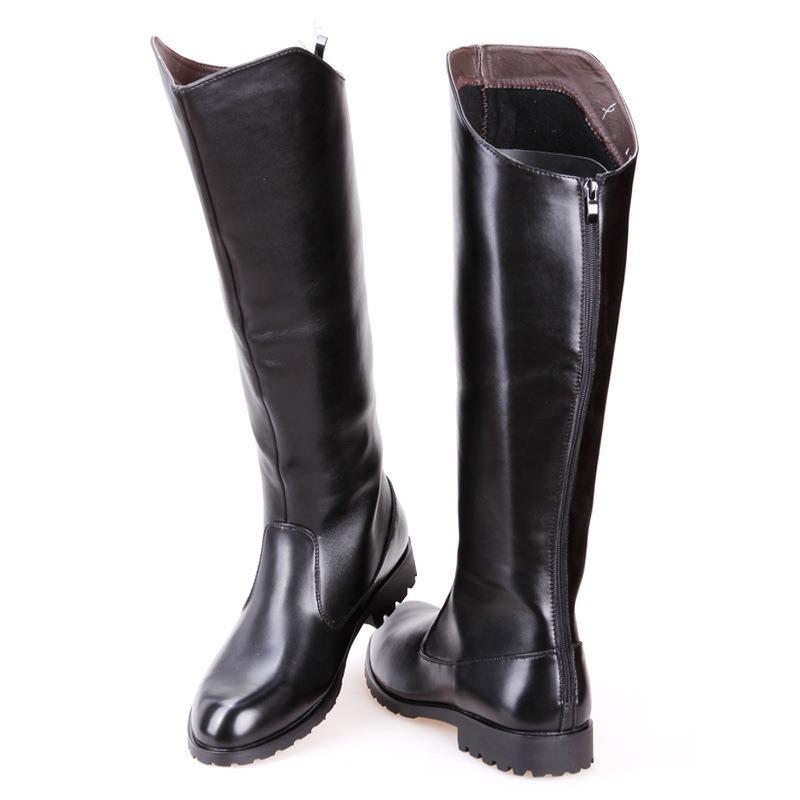 Yüksek Kaliteli Uzun Çizme Erkek Uzun Deri Çizme Moda Sivri Burunlu Dış Mekan Şövalye Çizmeleri Tasarımcı Erkek Motosiklet Botu Botas Hombre