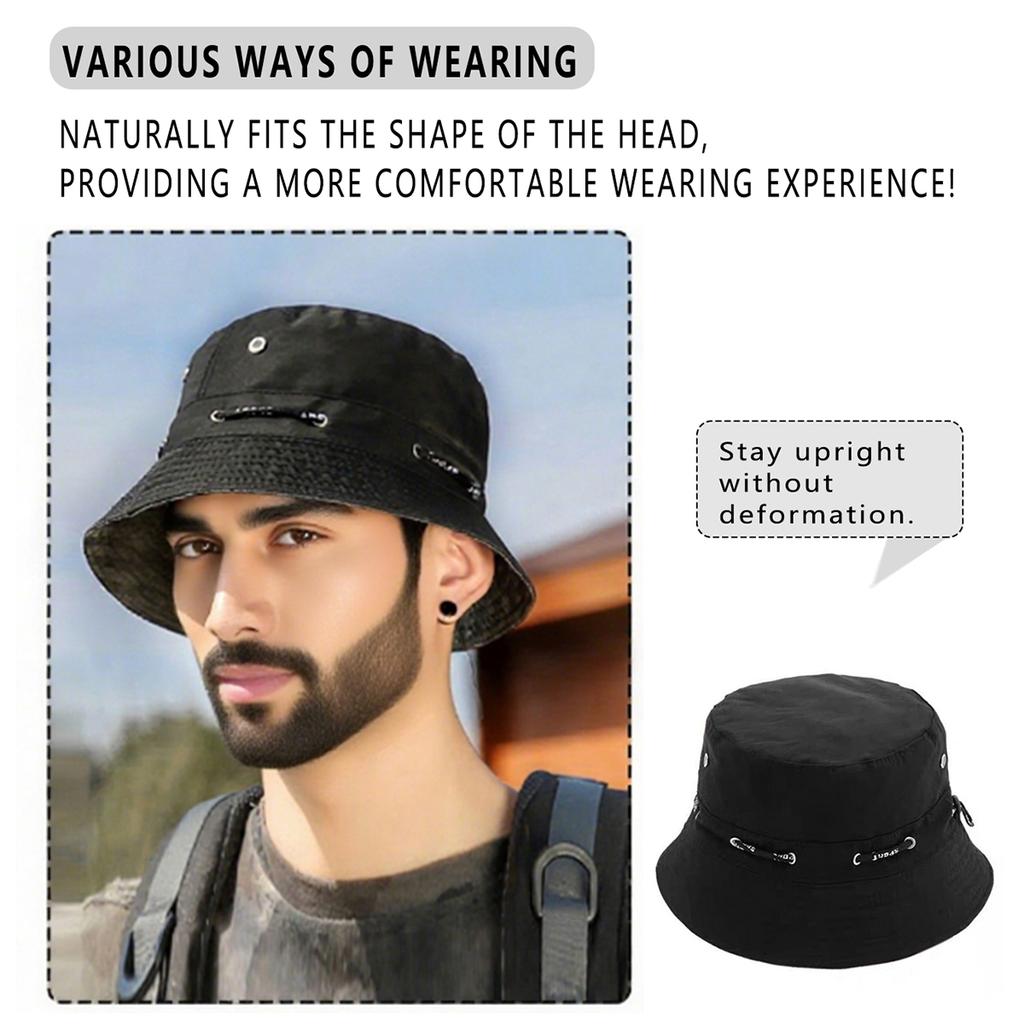 Foldable Outdoor Camping Fisherman Hat, Sun Protection Travel Hat, Large Head Circumference, Versatile Casual Sun Hat, Hiking, Mountaineering, Fishing