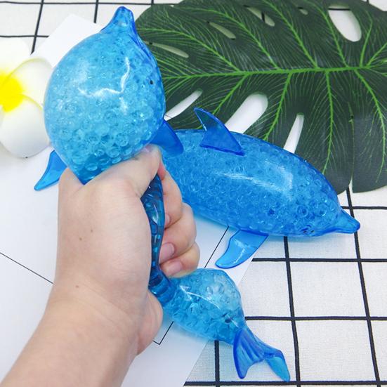 Bead-Filled Shark Squeeze Toy Stress Relief Blue Dolphin Sensory Toy Soft Stress Ball Simulation Sea Animal Pinch Fidget