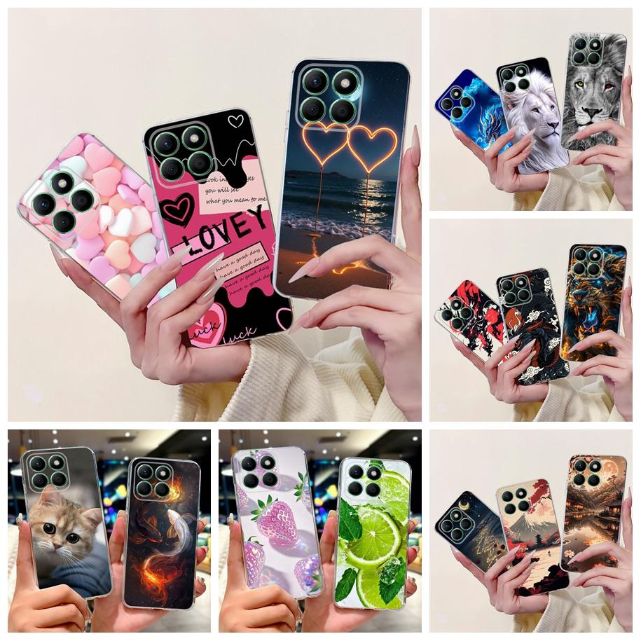 Case For Honor X8b Cover LLY-LX1 LLY-LX2 LLY-LX3 Lovey Heart Cartoon Soft Clear Silicone Phone Case For Honor X8a CRT-LX1 Bumper