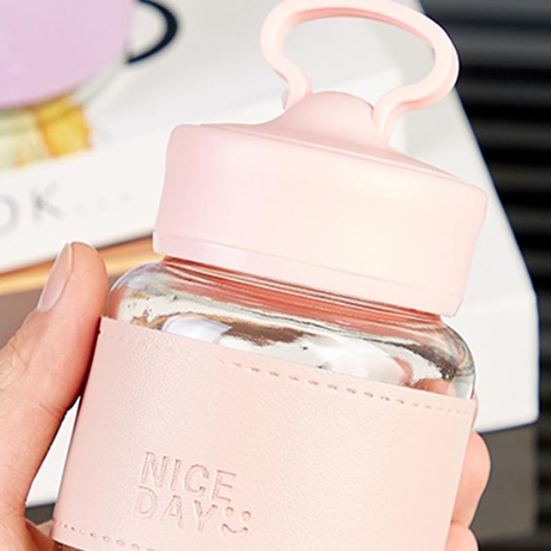 Portable Small Water Glass Glass Juice Glass Portable To Go High Appearance Level Chubby Cup Cute Cup Mobile Phone Holder Cup