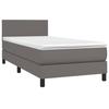 VidaXL Lit à sommier tapissier avec matelas Gris 90x200 cm Similicuir - Modèle 3140985