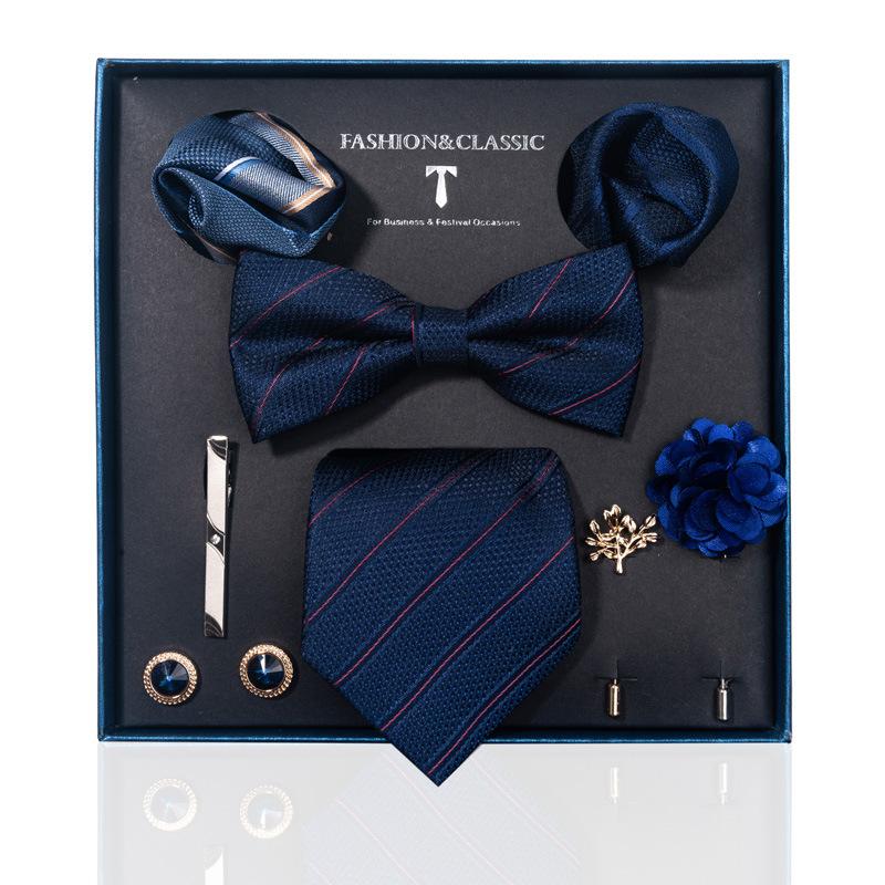 High-End Wedding Groom Tie Pocket Towel Corsage Gift Box Set Men'S Tie
