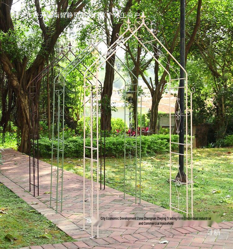 American Wrought Iron Garden Arch Flower Stand & Climbing Frame with Base Tray for Terrace and B&B Decor