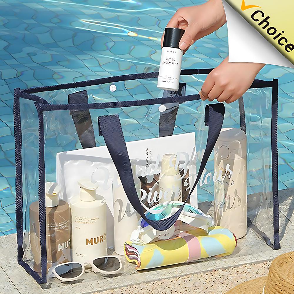 

Outdoor Swimming Bag Thickened PVC Transparent Visible Cosmetic Organiser Waterproof Wash Bag Large Capacity Portable Beach Bag 47x15x35cm