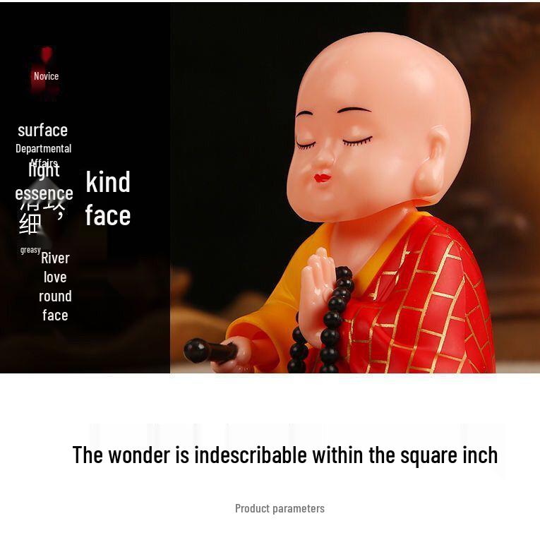TikTok Solar Monk Car Ornament: Nodding Zen Chanting Figurine