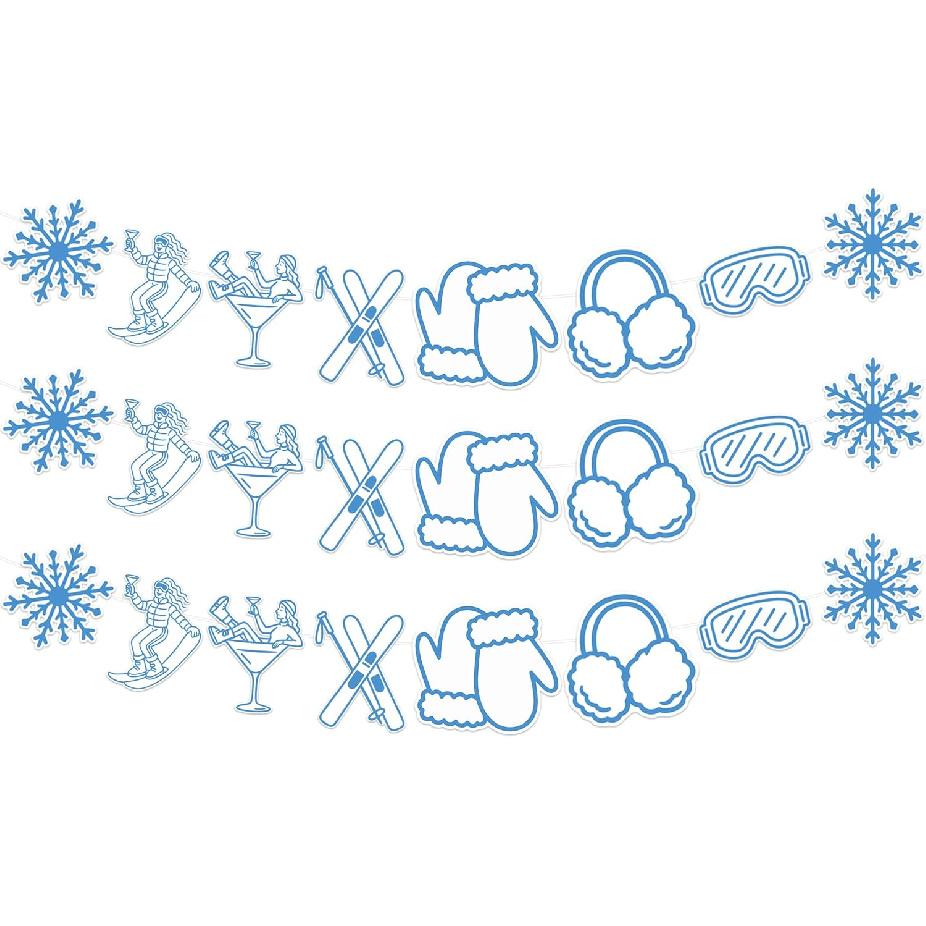 Apres Ski Banner 3Pcs Skiing Bachelorette Party Garland Last Toast on The Slopes Banner for Winter Ski Theme Bridal Shower Bachelorette Party