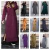 Vestito Felpa con Cappuccio da Donna Moda Orlo Allacciato Midi Accappatoio con Cappuccio Lungo Vestidos Inverno Caldo Casual Largo Vestito Felpa