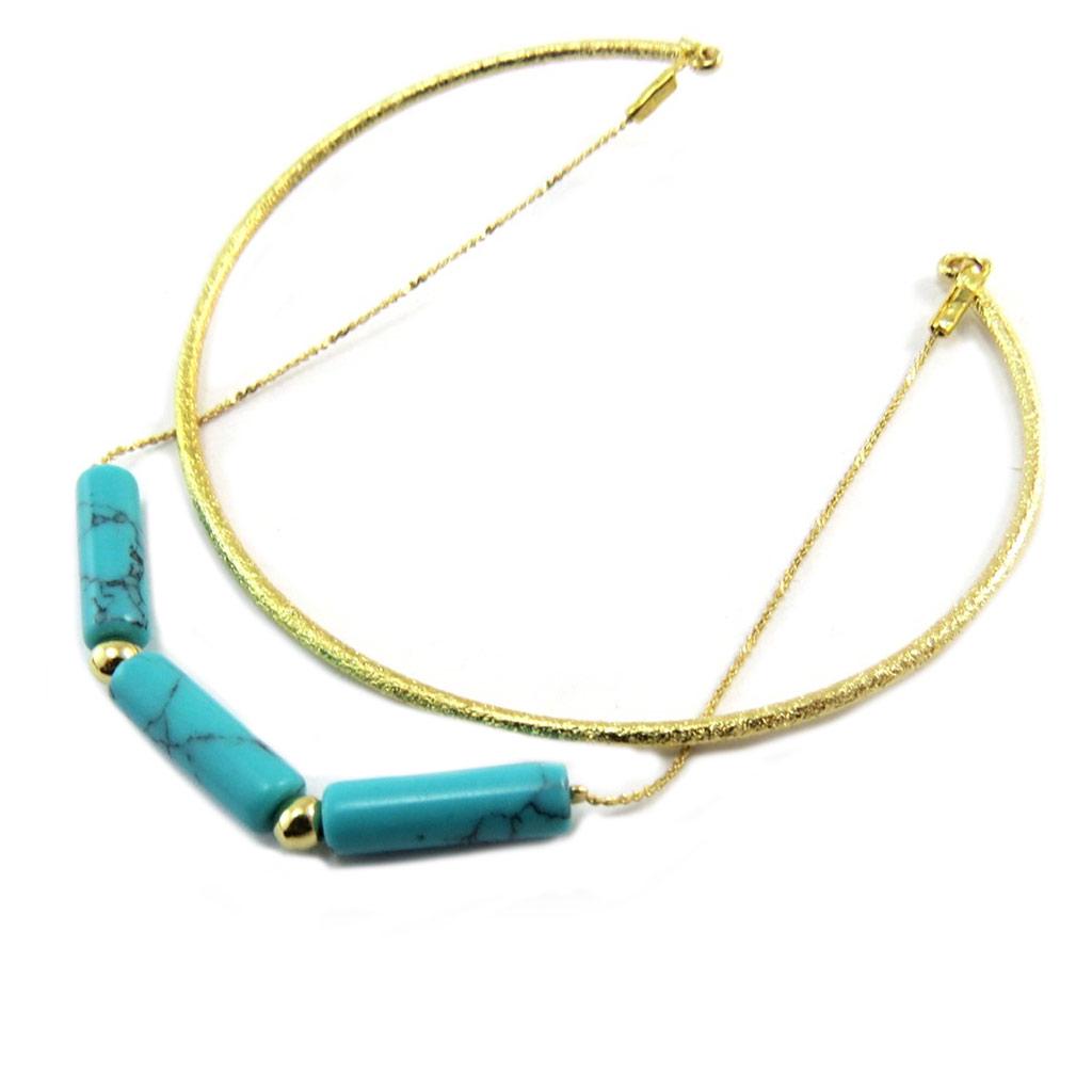 Les Trésors De Lily [P3630] - Bracelet créateur 'Navajos' turquoise doré