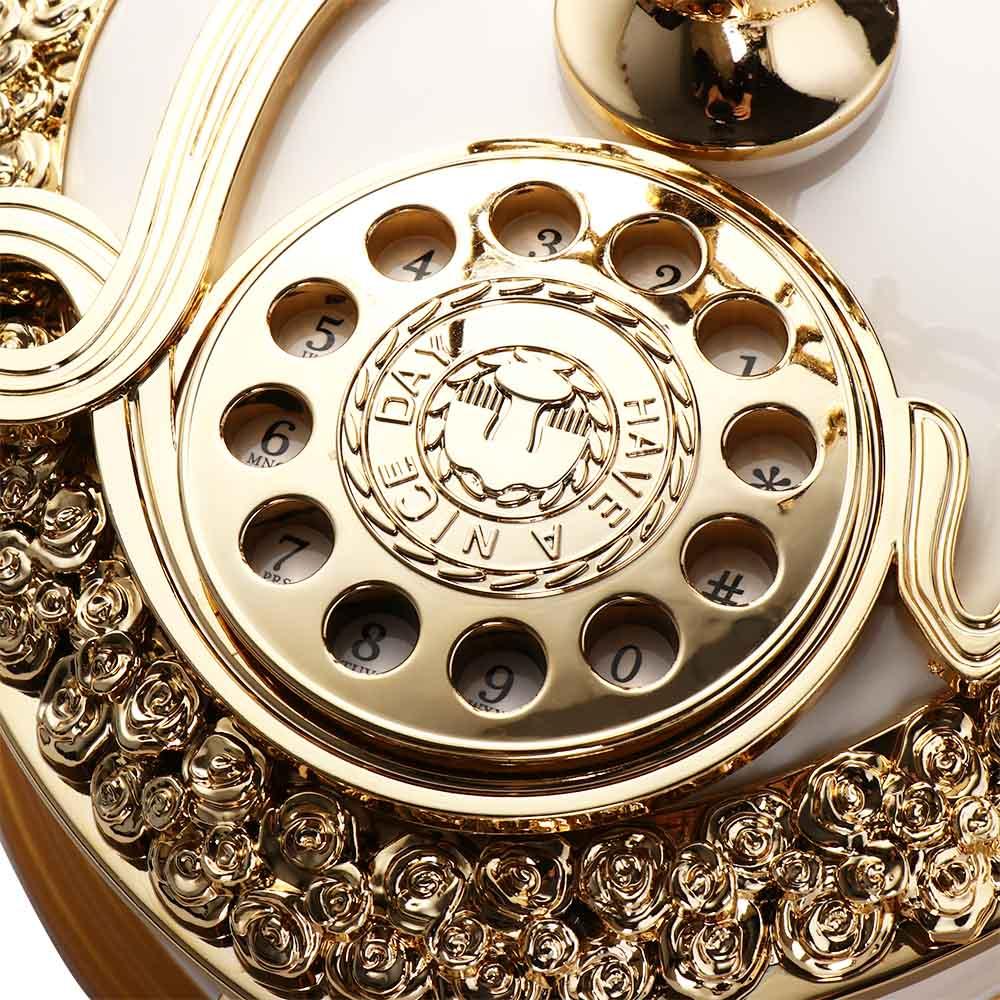 Exquisite Classic Style Telephone Music Box Old-fashioned ABS Dial Telephone Miniatures Music Box Light Luxury Desk