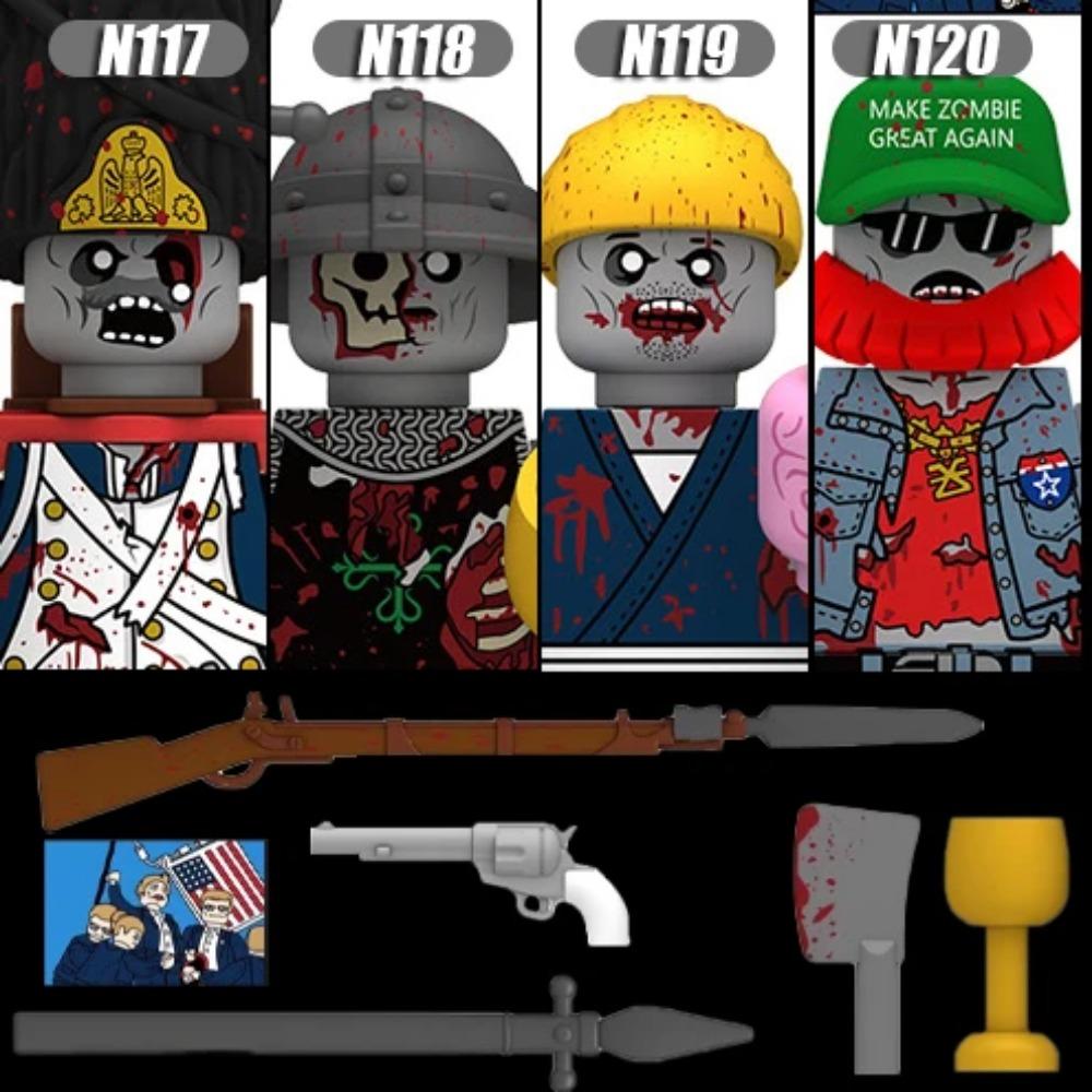 MOC Halloweenské Zombie Figurky Stavební Kostky Dvojitá Hlava Křivý Krk Příslušenství Kostky Hračky Dětský Dárek