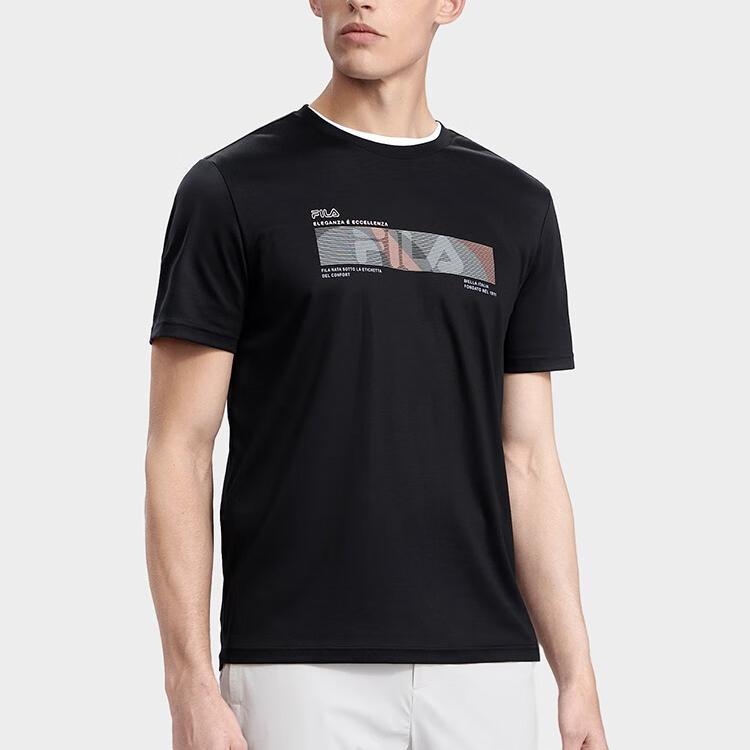 Fila SS24 Cotton Simple Round Neck Knitted Short Sleeve T-Shirt Men Tops Black F61M427103ABK