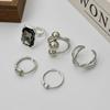 5Pcs/Set Fashion Acrylic Rhinestone Open Rings For Women Vintage Geometric Square Adjustable Knuckle Ring Men Jewelry