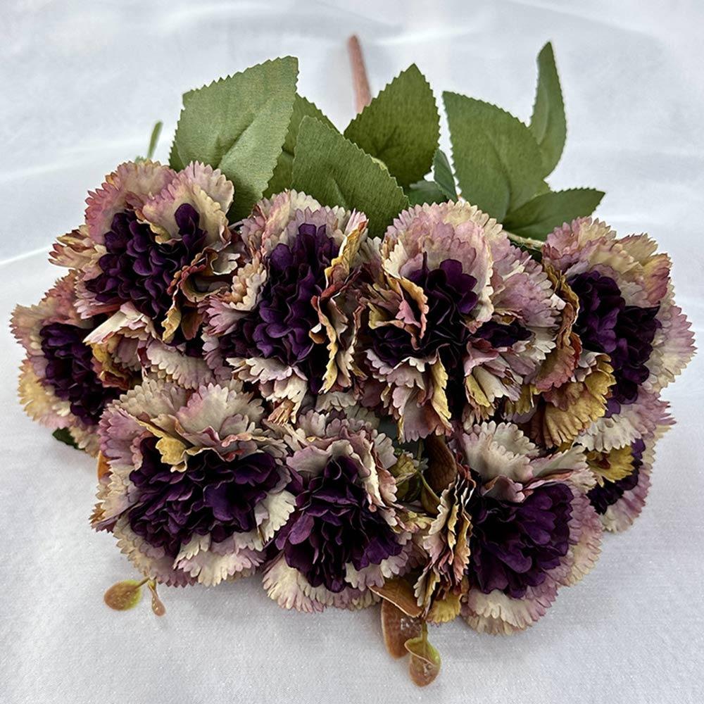 Multicolor Carnation Artificial Flower Silk Petal 9 Heads Simulation Plants Desktop Ornament Floral Arrangement