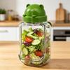 Bärenförmiges Salatglas mit integriertem Löffel Tragbarer Kunststoffbehälter für Overnight Oats Obst Auslaufsicherer Transparenter Salatbehälter