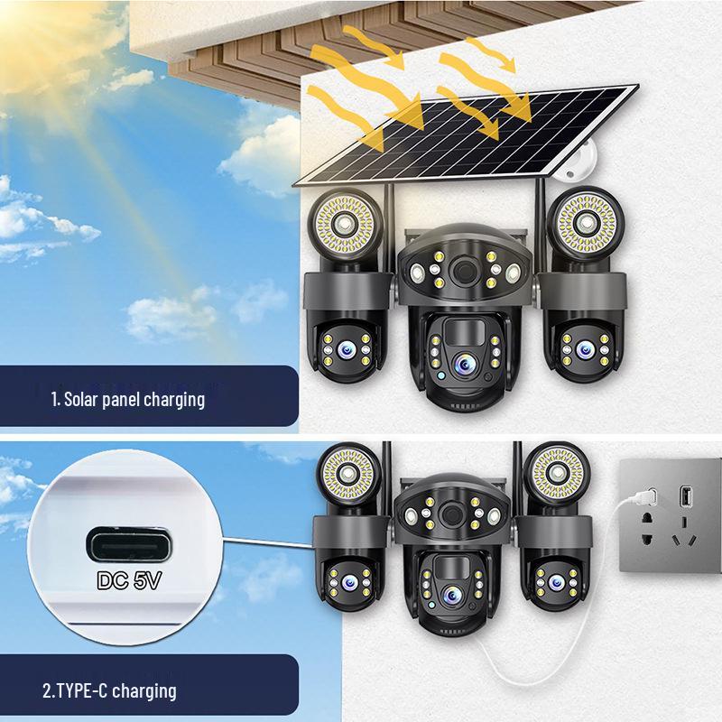 V380Pro 4G Solar-Powered HD Outdoor Camera with WiFi and Three-Screen Remote Voice Control
