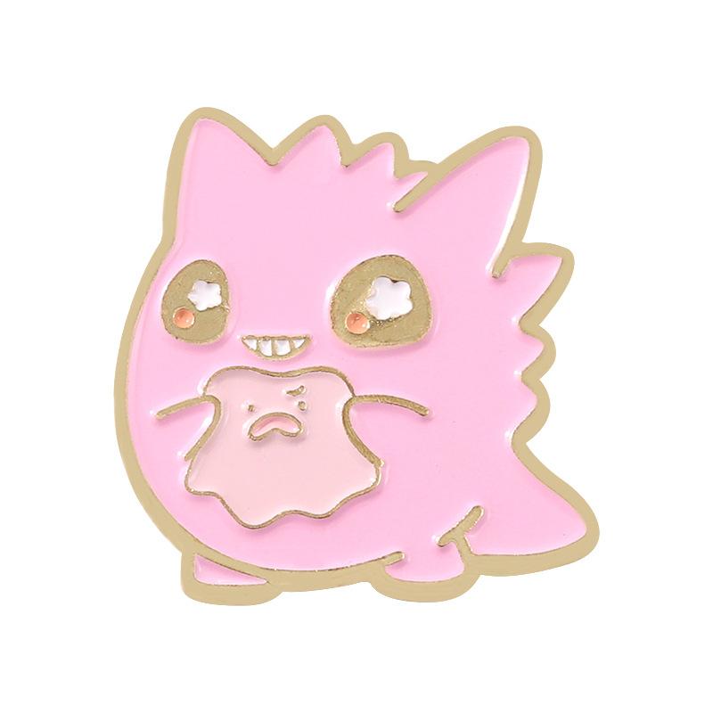 Anime  Happy Ghost Hard Enamel Pin Cartoon Ditto Badge Fashion Funny Lapel Backpack Pins Decor Unique Gifts