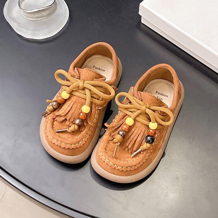 

Girls leather shoes 2025 autumn new retro matte leather children s single shoes boys soft-soled kangaroo shoes loafers 37 inner length 23.2cm