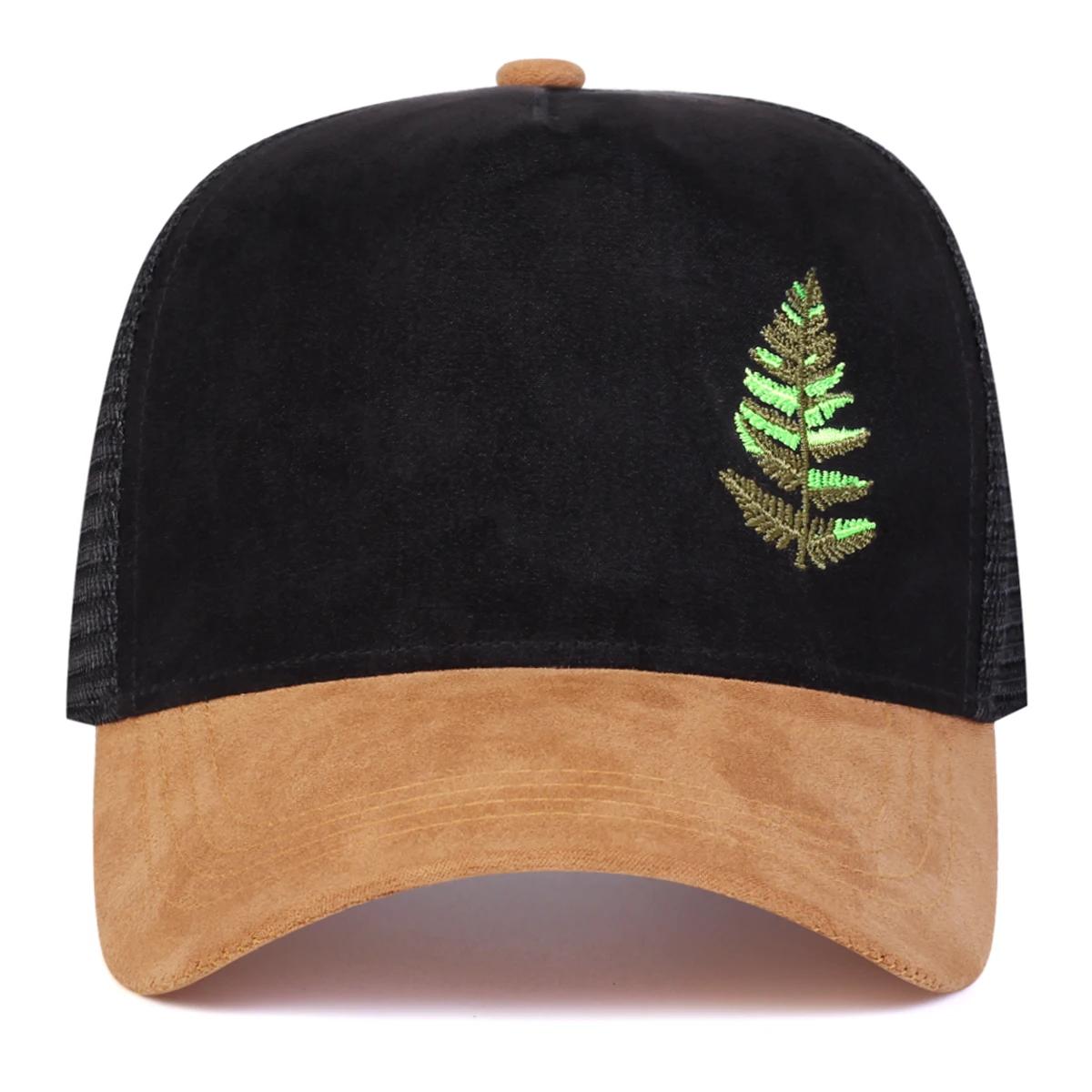 

Unisex Leaf Embroidery Baseball Net Caps Spring Summer Outdoor Adjustable Casual Hats Sunscreen Hat Sports Cap