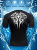 Men's Compression Shirt Quick Dry Gray Gym T-Shirt Black Tribal Wolf Back Print Workout Sportswear