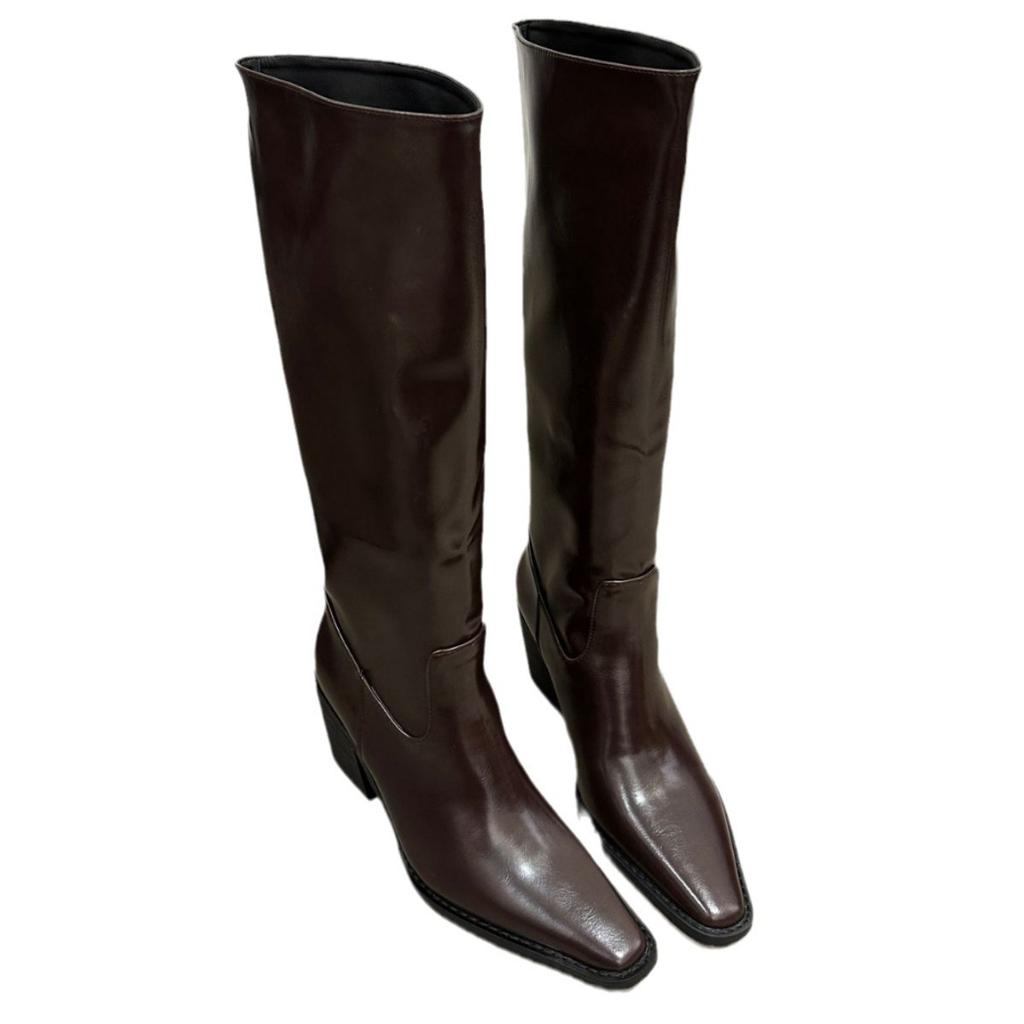 Thick heel boots women's 2025 autumn and winter new women's boots square head high boots but knee long boots high heels Martin boots