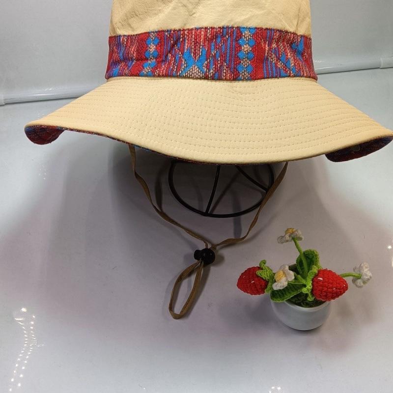 New Retro Mountaineering Hat Ethnic Style Outdoor Large Brim Sun Hat Sun Protection Summer Sun Cover Fisherman Hat Children