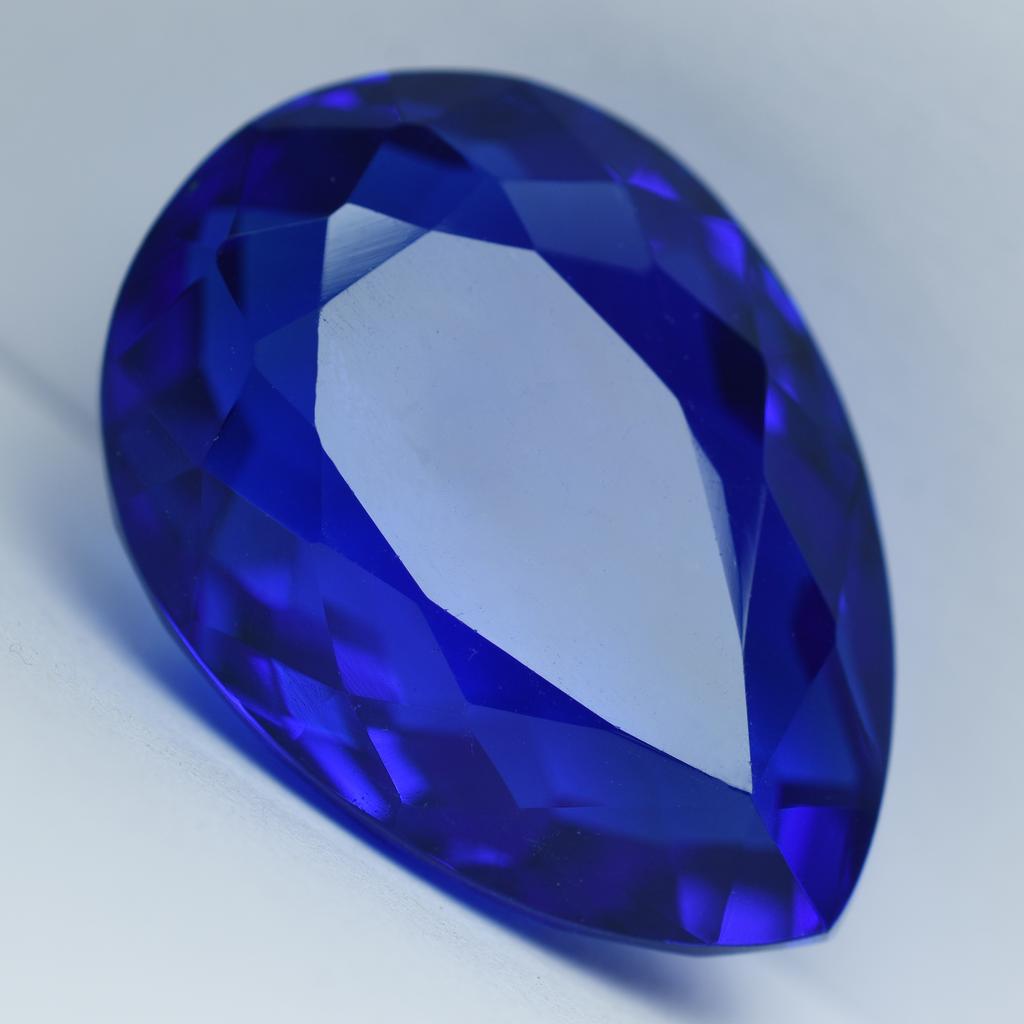 63.50 Ct Pear Cut Lab-Created BLUE Sapphire Loose Gemstone Huge Size CERTIFIED S-862