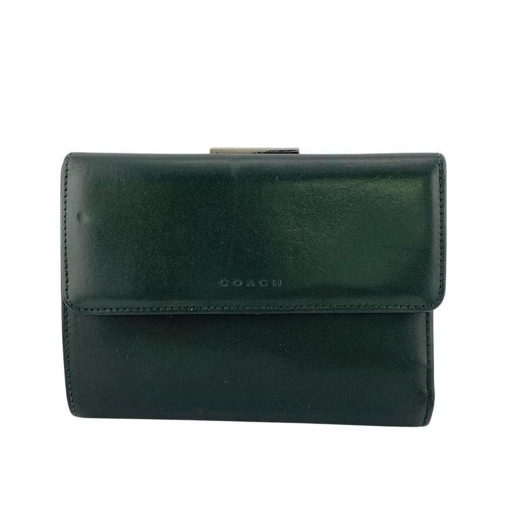 COACH Gamaguchi leather Tri-fold wallet green leather Used