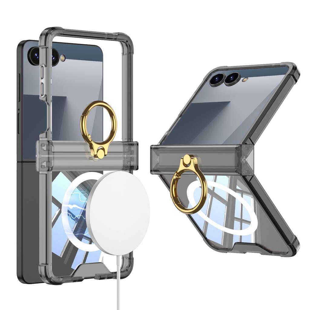 Samsung Zflip7 Mobile Phone Case Transparent Airbag Ring Holder Flip7 Folding Anti Fall Full Cover Case