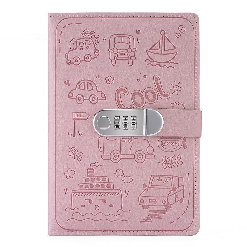 Password Diary Notebook with Lock - Thickened Cartoon Student Notepad