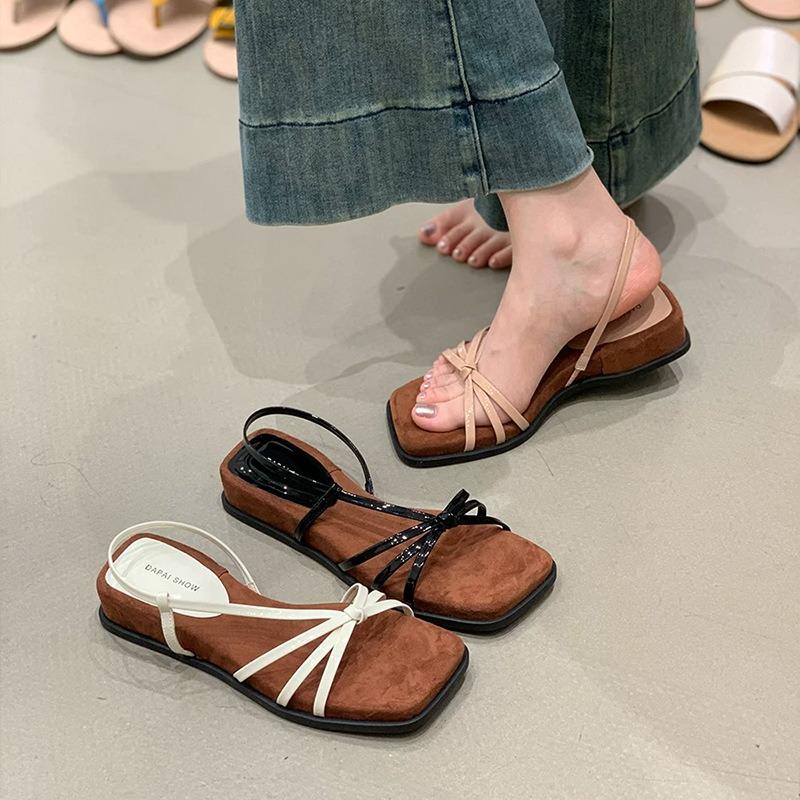 Wedge Heel Retro Temperament Sandals Women's Summer Wear New Naked Pink with Skirt Niche Thin Strap Shoes