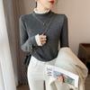 Lace semi-turtleneck top women's spring warm German velvet long-sleeved shirt with imitation cashmere bottoming shirt