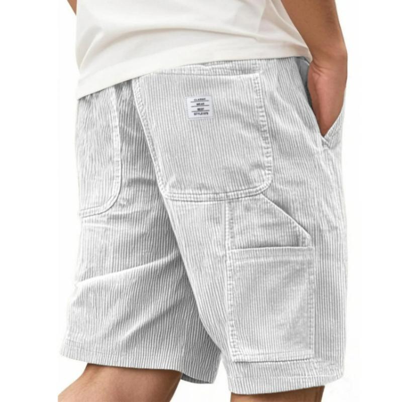 Men's Fashion Multi-pocket Embroidered Label Tooling Retro Corduroy Shorts
