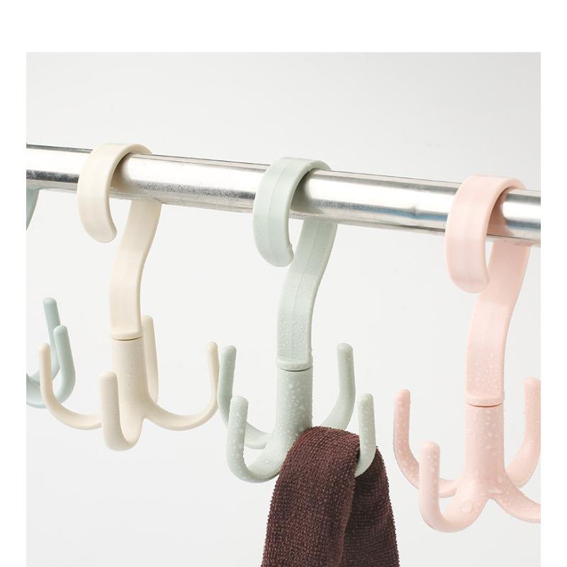 3pcs 360 Degree Swivel Four Prong Hook for Wardrobe and Tie Drying - Multifunctional Hanger and Tie Hooks