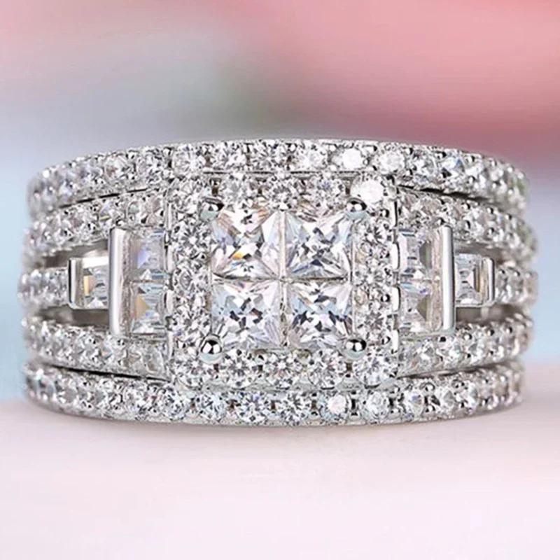 

New Luxury Cubic Zirconia Wide Ring for Women High-quality Copper Color Engagement Wedding Rings Trendy Sparkling Zircon 6
