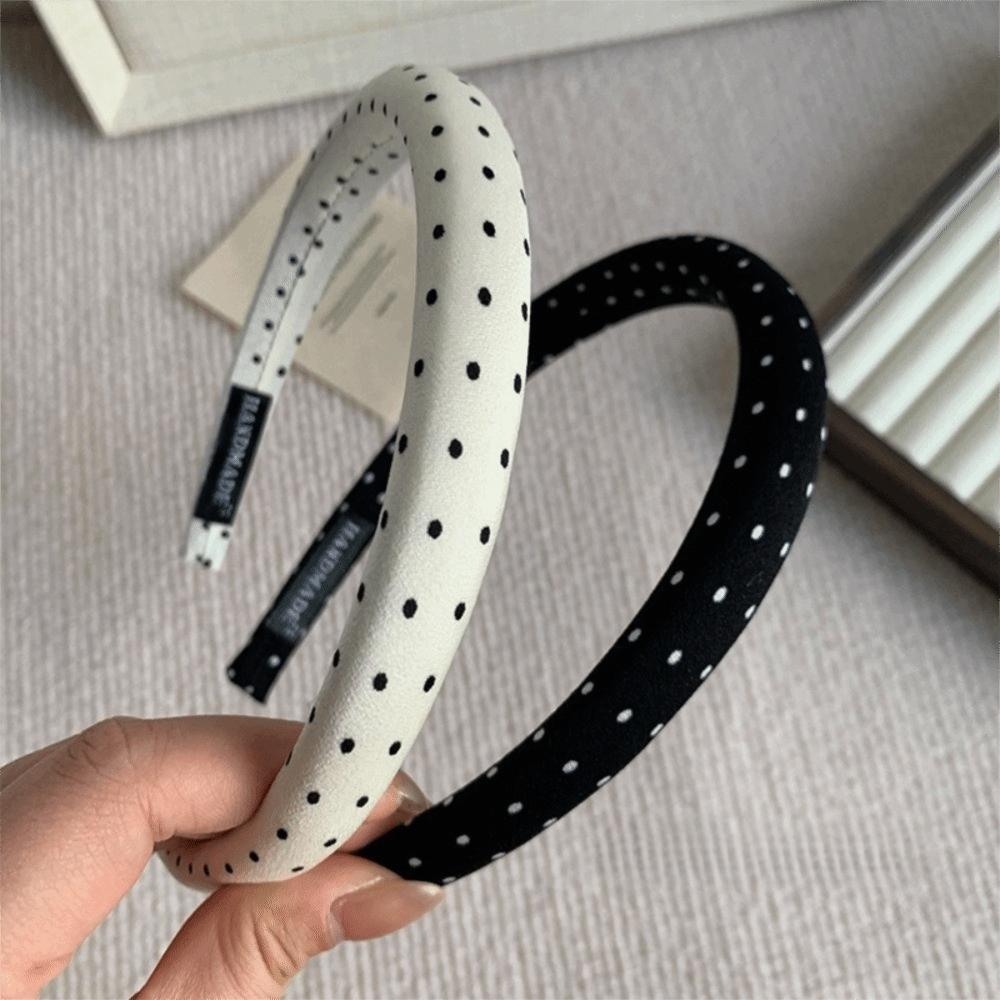 Thin Wide Headband Non-Slip Vintage Hair Hoop Elegant Polka Dot Headband  Fashion Accessory