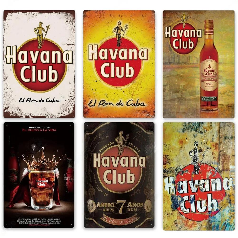 Havana Rum Vintage Tin Signs Metal Posters Decor Retro Plaque Stickers for Pub Club Man